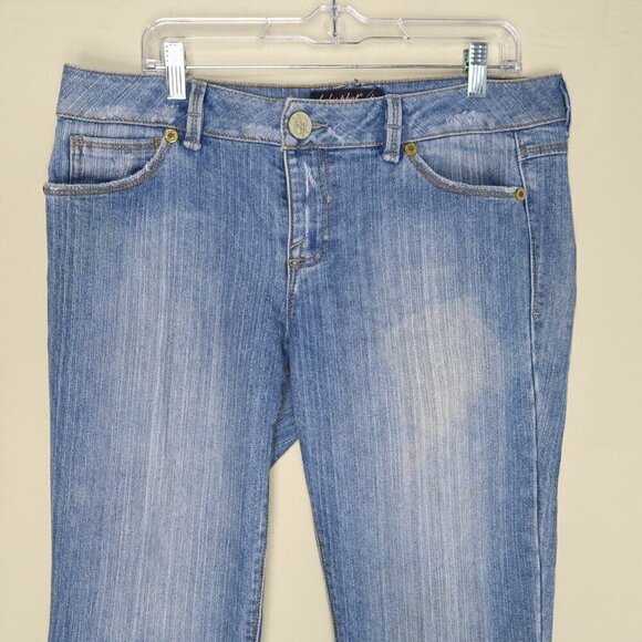 Vintage Y2K Baby Phat Bootcut Jeans Size 11 Baggy Distressed Sequin Logo 34x30 - Picture 2 of 16